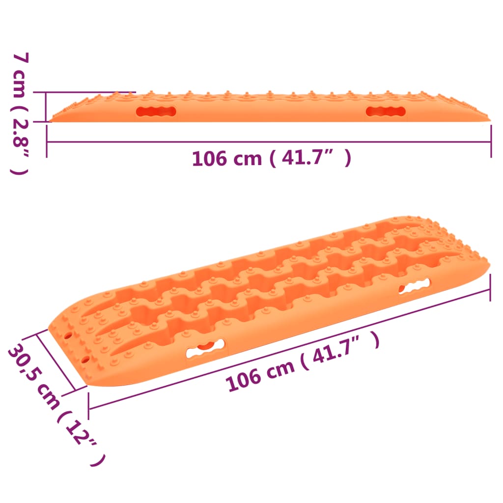 Traction Boards 2 pcs Orange 106x30,5x7 cm Nylon