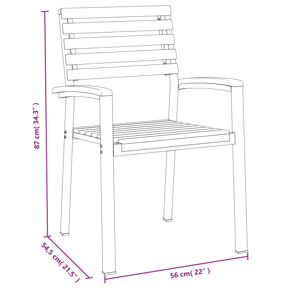 Stackable Garden Chair | Set of 4 | Brown, Black