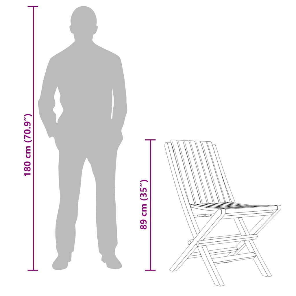 Folding Garden Chair | Set of 2 | Teak | Solid Teak Wood | Medium