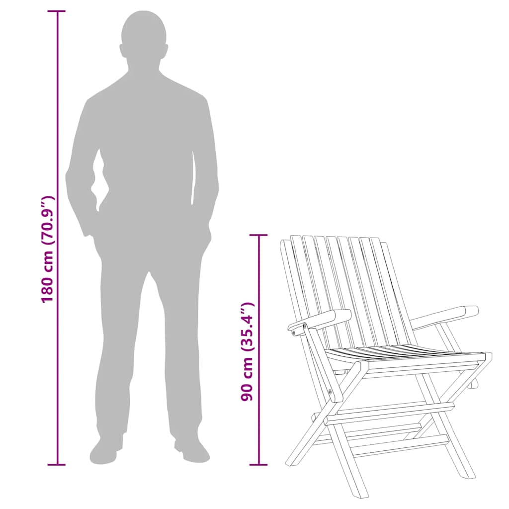 Folding Garden Chair | Set of 6 | Teak | Solid teak wood | Medium