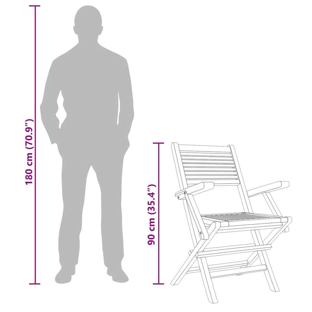 Folding Garden Chair | Set of 4 | Teak | Solid teak wood | Standard