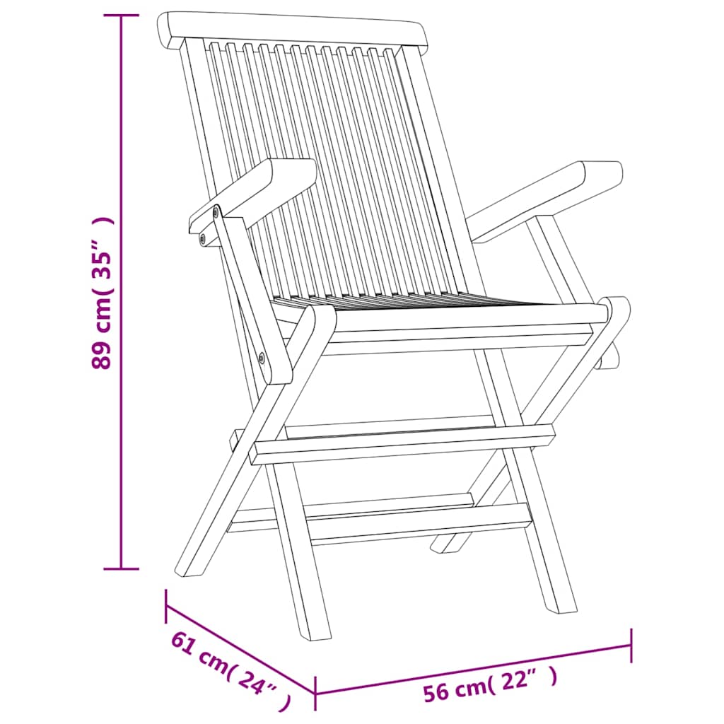 Folding Chairs 6 pcs Grey 56x61x89 cm Solid Wood Teak