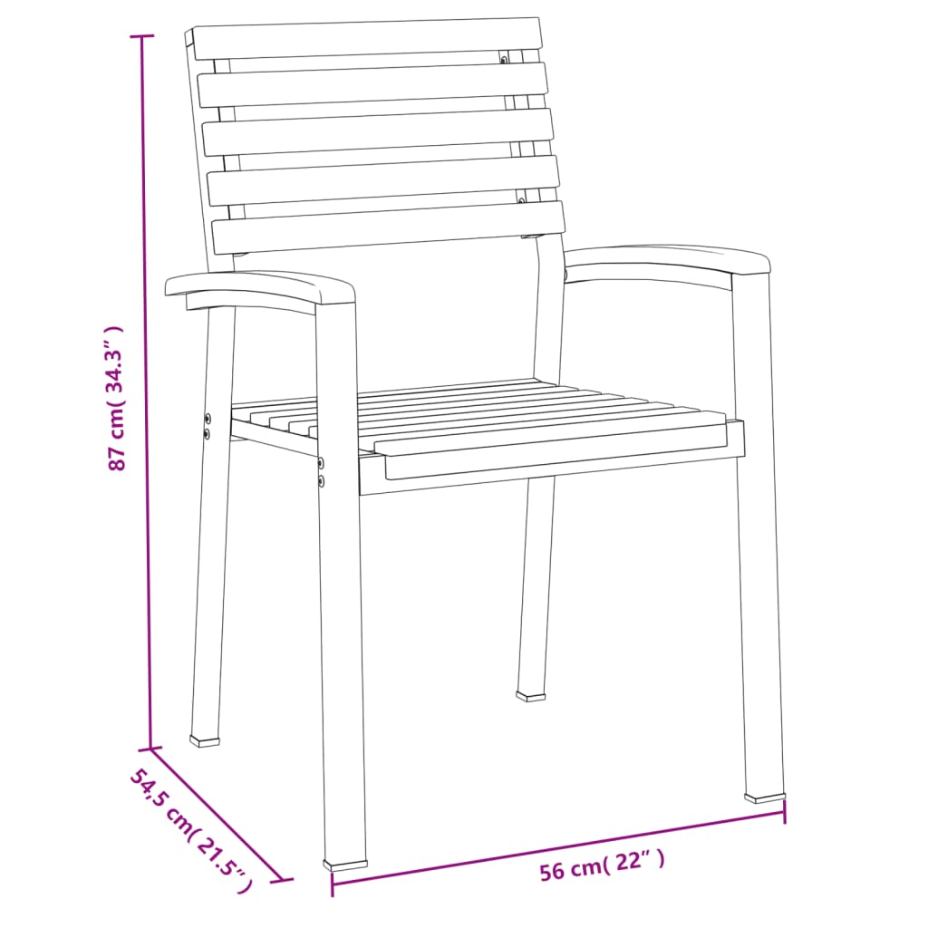Stackable Garden Chair | Set of 6 | Natural wood and black