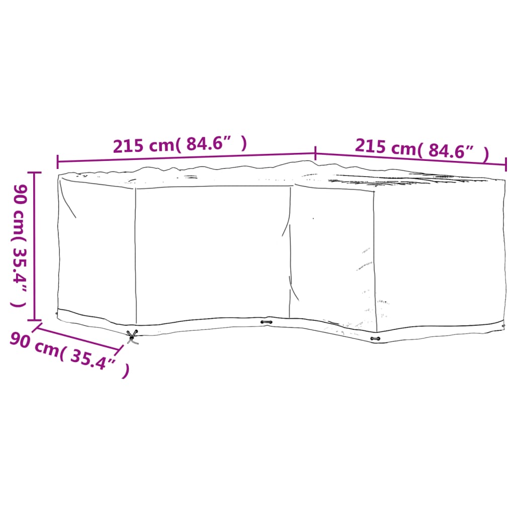 L-Shaped Garden Furniture Covers 2 pcs 16 Eyelets 215x215x90 cm
