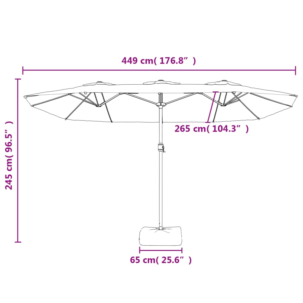 Double-Head Parasol Sand White 449x265 cm