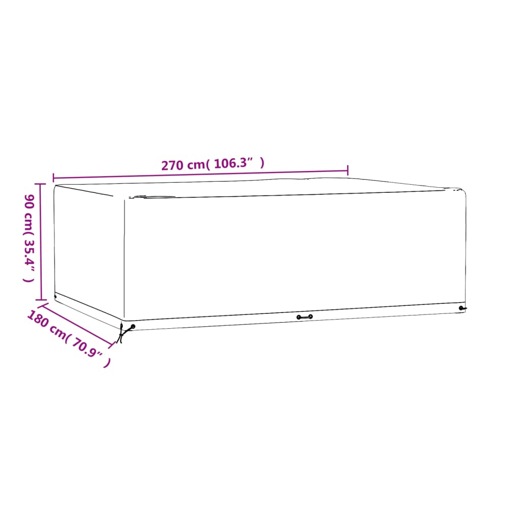 Garden Furniture Cover 12 Eyelets 270x180x90 cm Rectangular