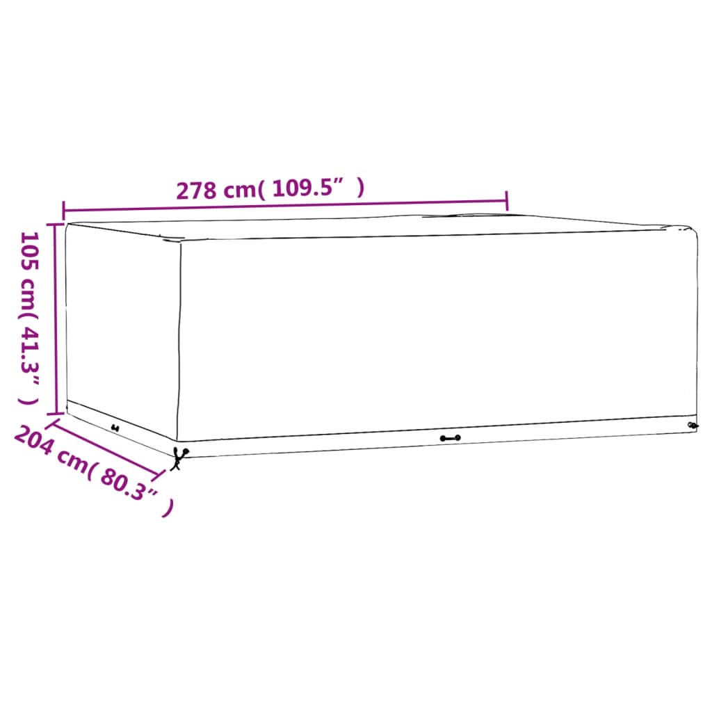 Garden Furniture Cover 16 Eyelets 278x204x105 cm Rectangular