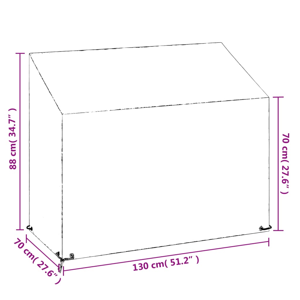Graden Bench Cover 8 Eyelets 130x70x70/88 cm Polyethylene