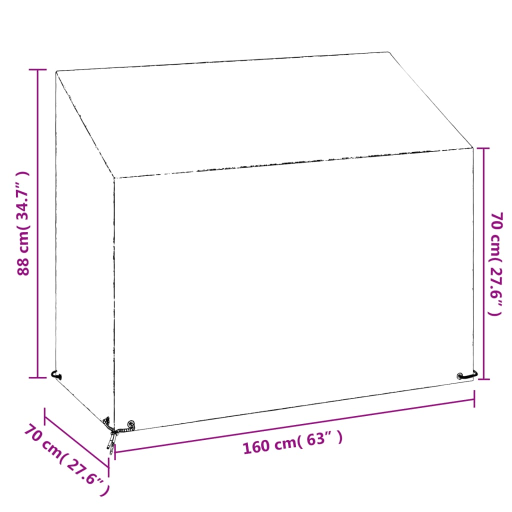 Garden Bench Cover 8 Eyelets 160x70x70/88 cm Polyethylene