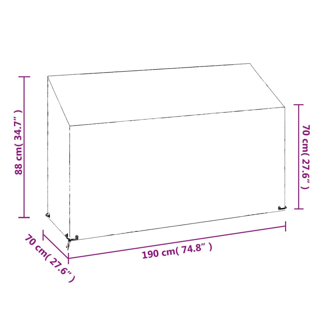 Garden Bench Cover 8 Eyelets 190x70x70/88 cm Polyethylene