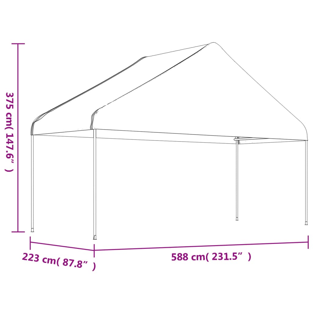 Gazebo with Roof White 6,69x5,88x3,75 m Polyethylene