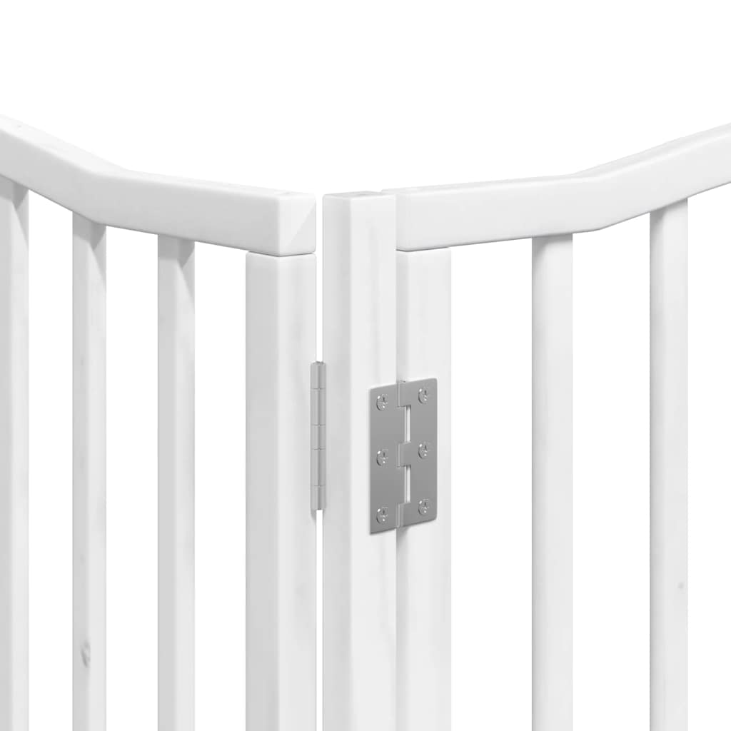 Dog Gate with Door Foldable 6 Panels White 480 cm Poplar Wood