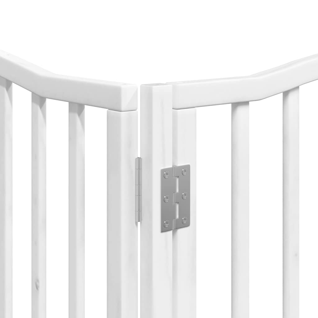Dog Gate with Door Foldable 10 Panels White 800 cm Poplar Wood