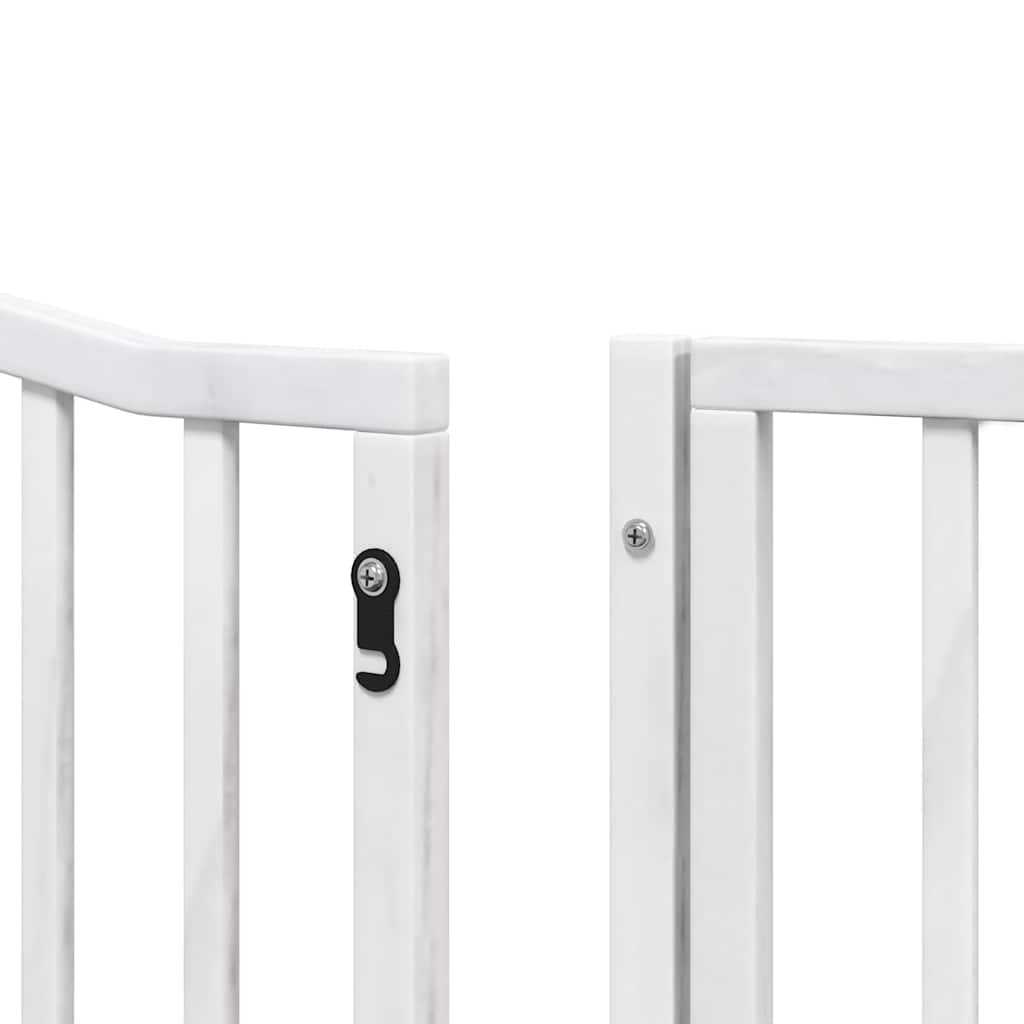Dog Gate with Door Foldable 10 Panels White 800 cm Poplar Wood