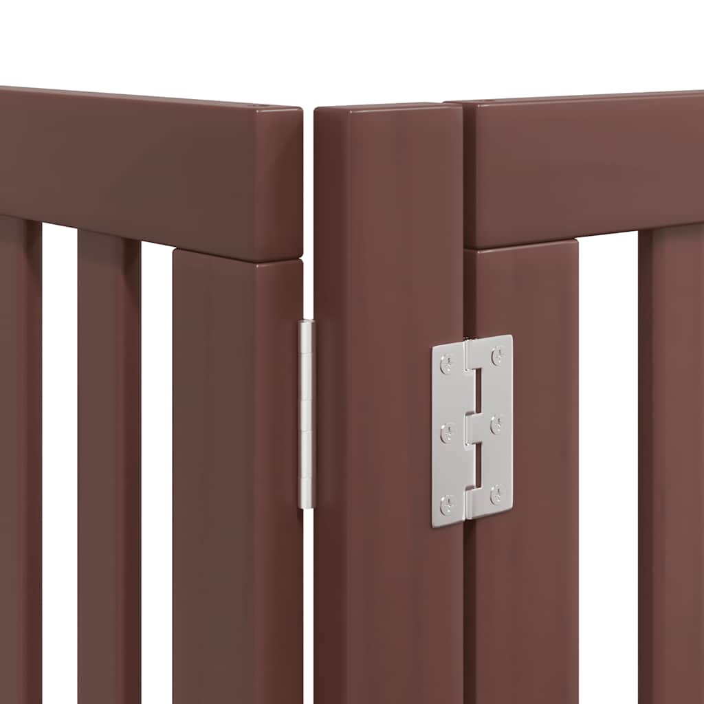 Dog Gate with Door Foldable 10 Panels Brown 800 cm Poplar Wood