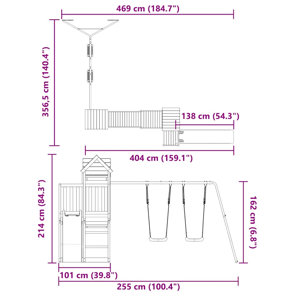 Outdoor Playset Solid Wood Pine