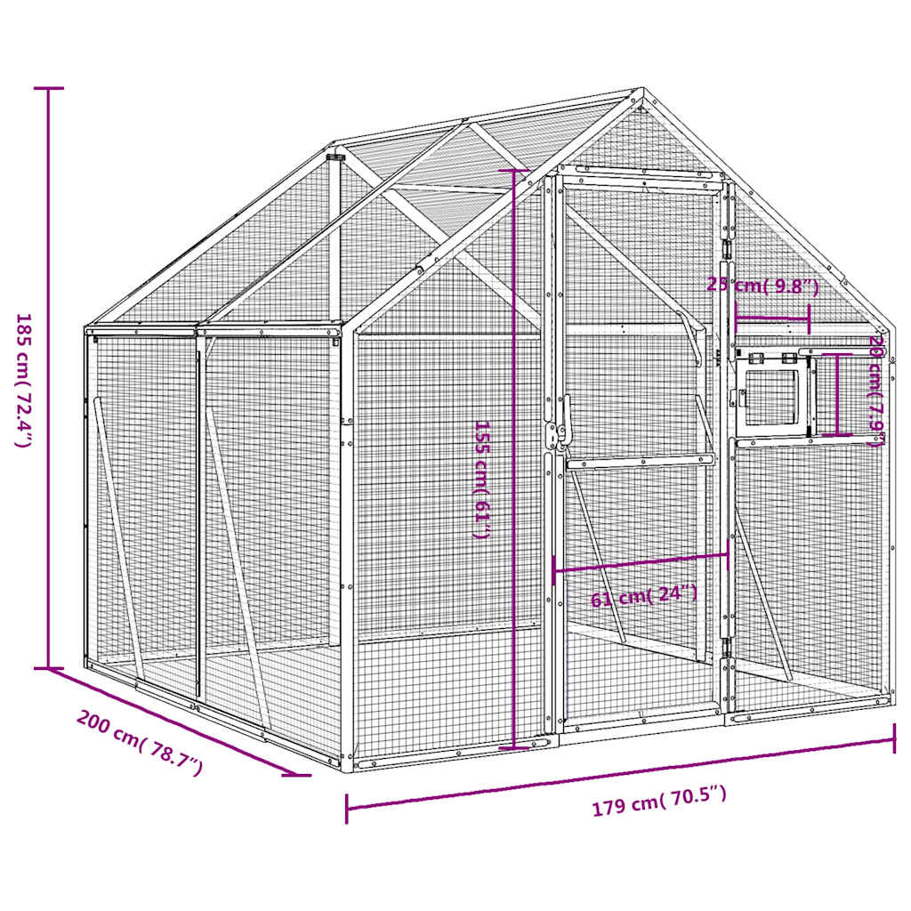 Aviary Silver 1,79x2x1,85 m Aluminium