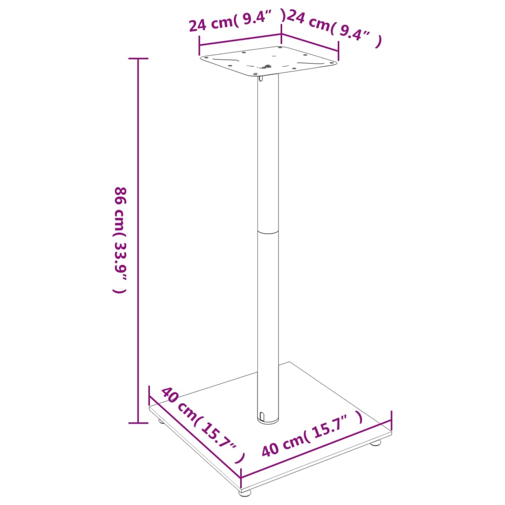 Speaker Stands 2 pcs Black&Silver Tempered Glass 1 Pillar Design