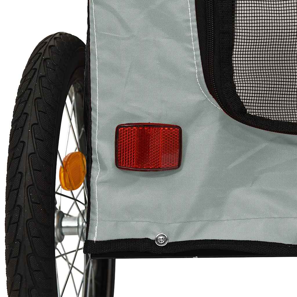 vidaXL Pet Bike Trailer Grey and Black Oxford Fabric and Iron