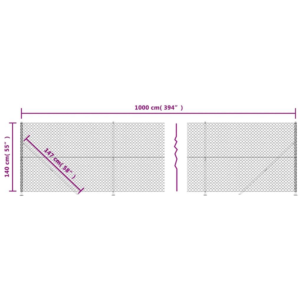 Chain Link Fence with Flange Anthracite 1.4x10 m
