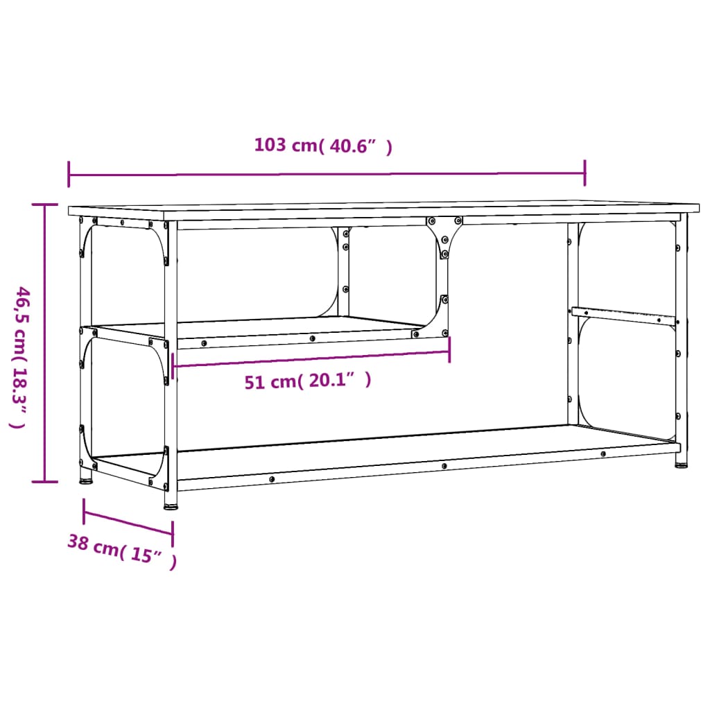 TV Cabinet Grey Sonoma 103x38x46,5 cm Engineered Wood and Steel