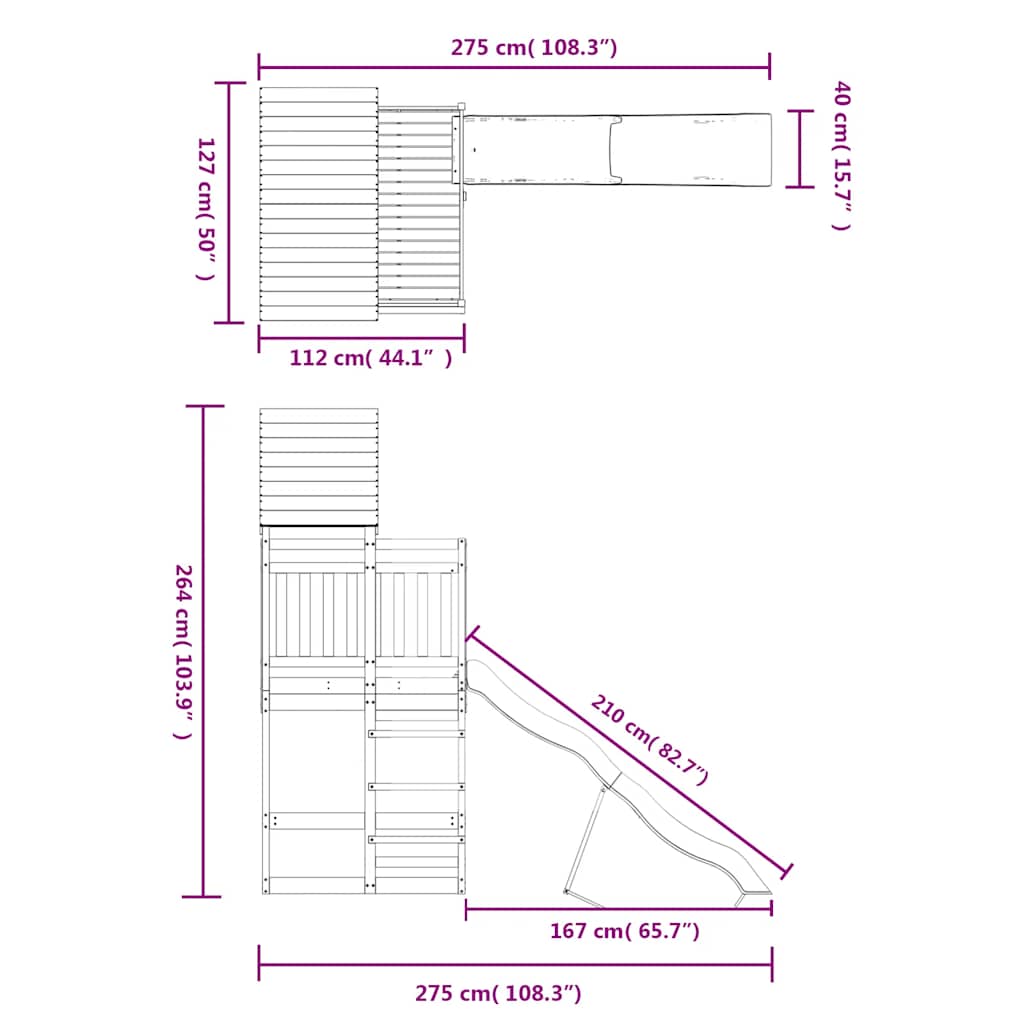 Outdoor Playset Solid Wood Pine
