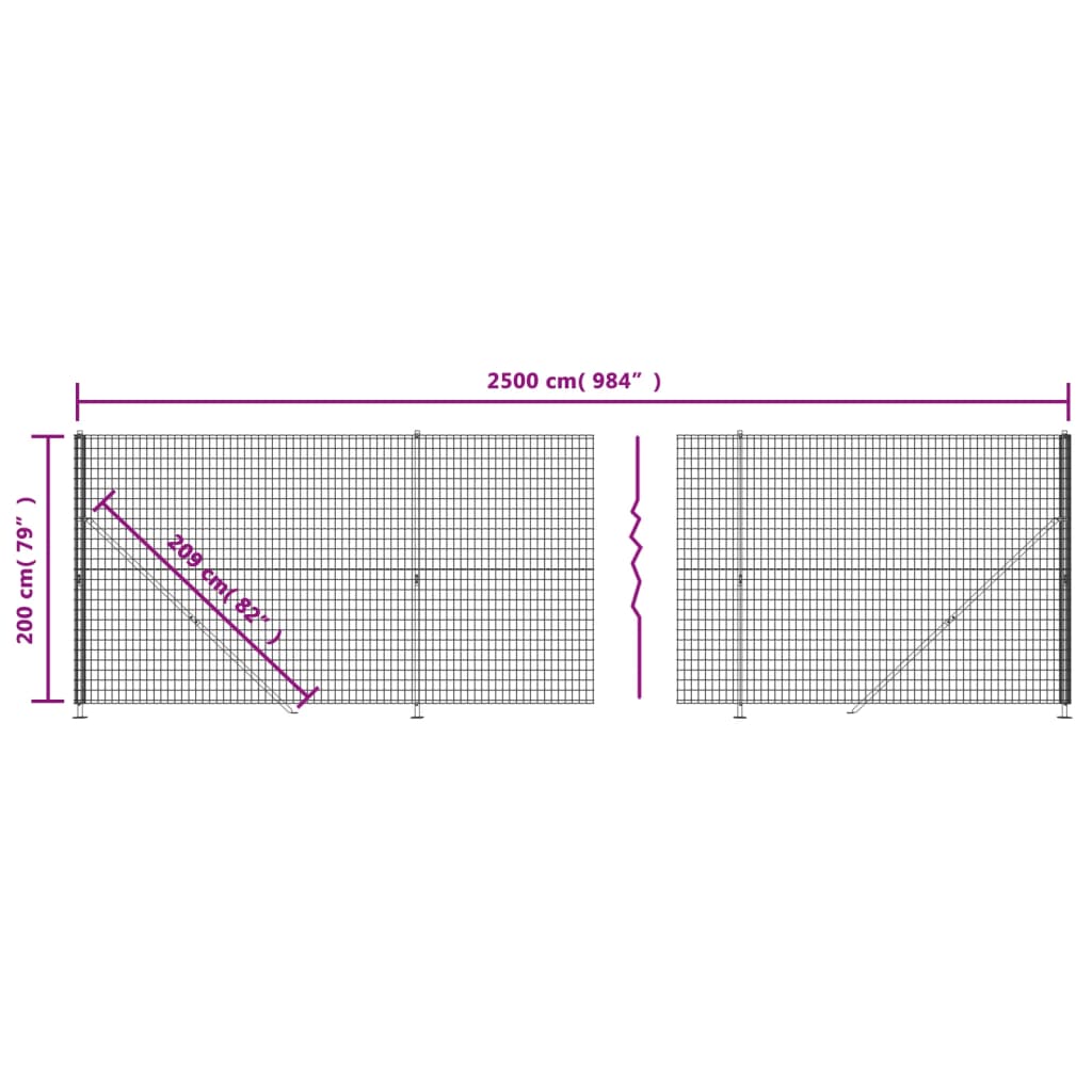 Wire Mesh Fence with Flange Green 2x25 m