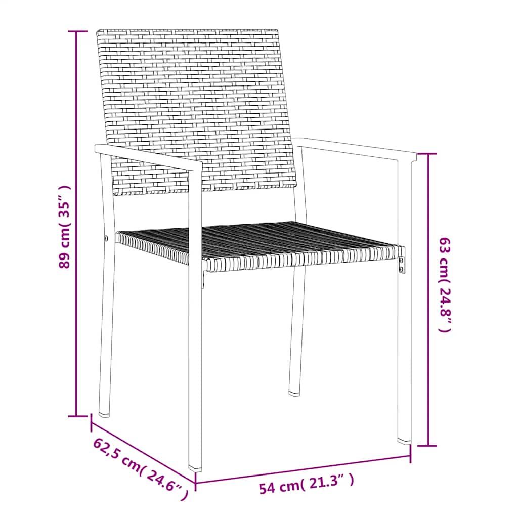Garden Chairs 2 pcs Black 54x62,5x89 cm Poly Rattan