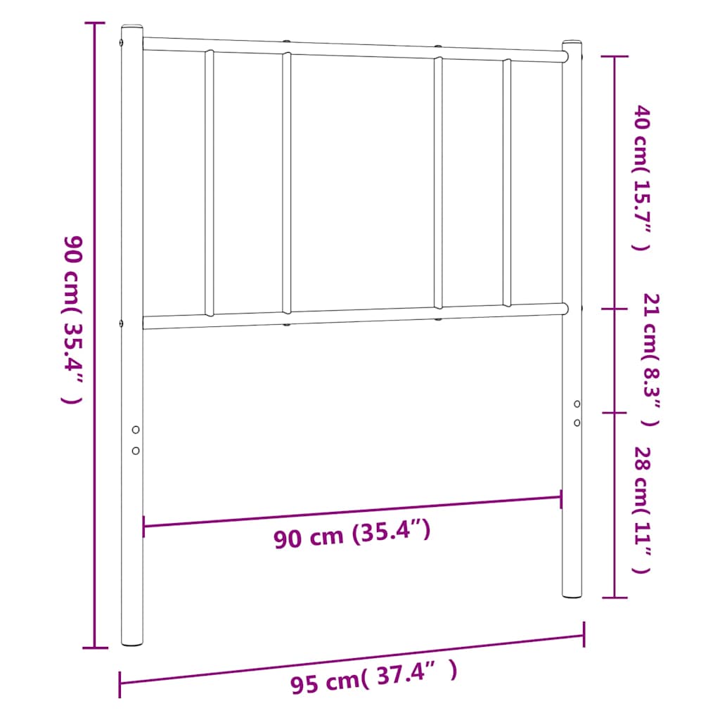 Metal Replace Headboard Black 90 cm