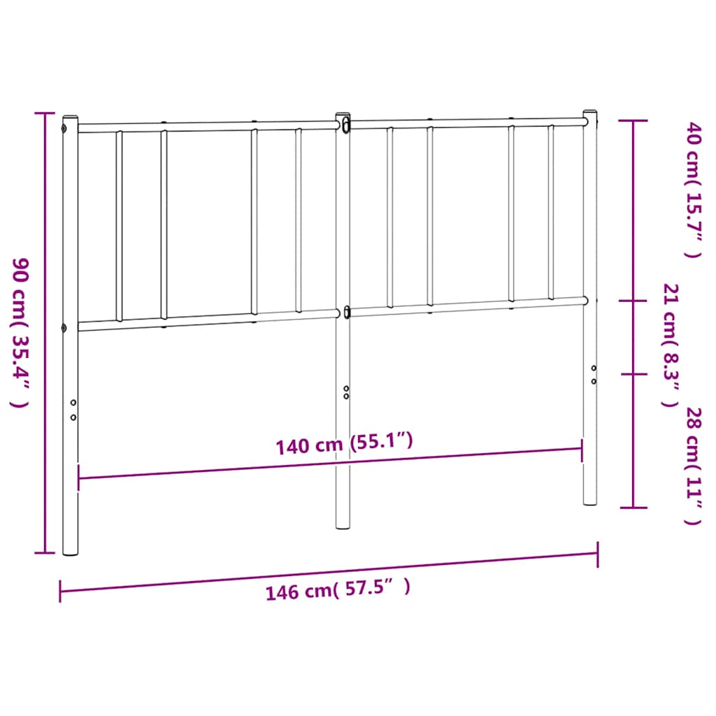 Metal Replace Headboard Black 140 cm