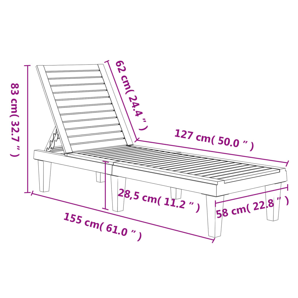 Sun Lounger | Light brown | Polypropylene | 155x58x83 cm