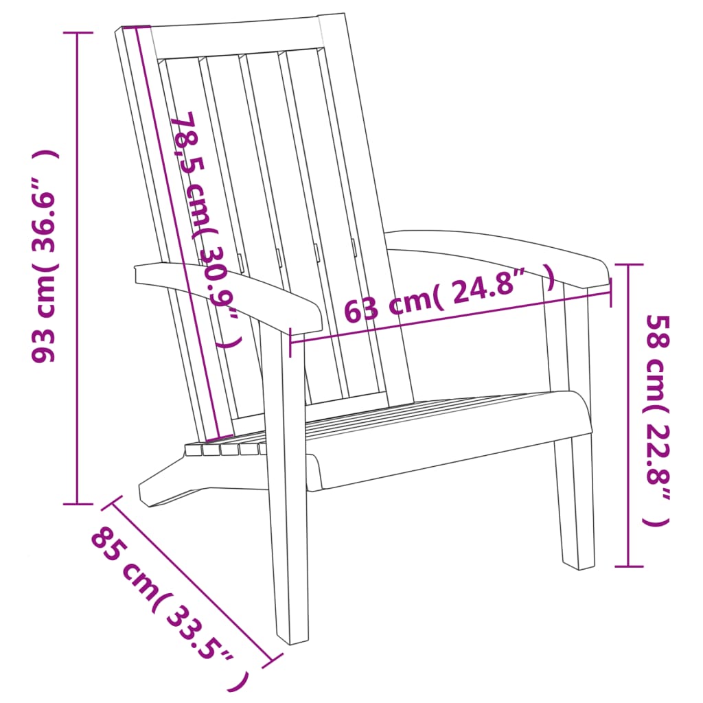 Garden Adirondack Chair | Set of 2 | Black | Polypropylene | Standard