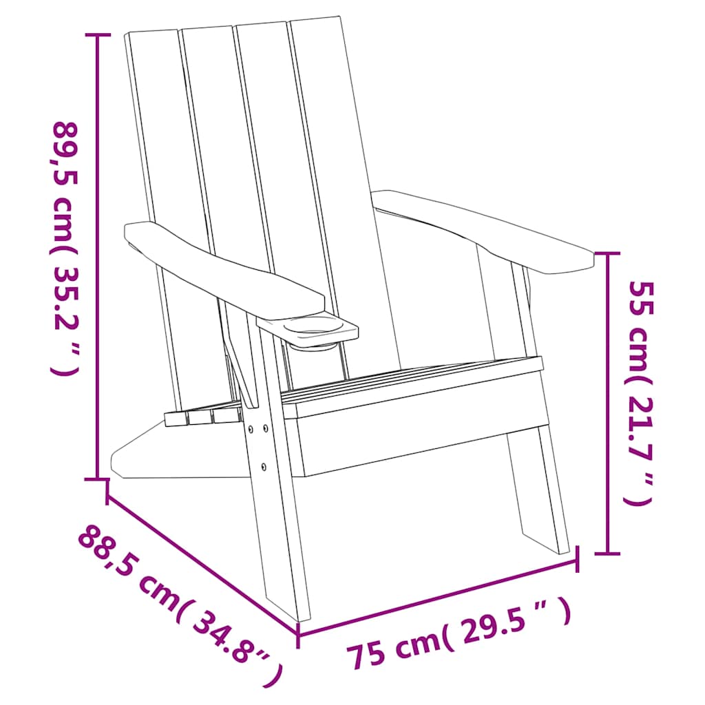 Garden Adirondack Chair Light Brown 75x88,5x89,5cm Polypropylene