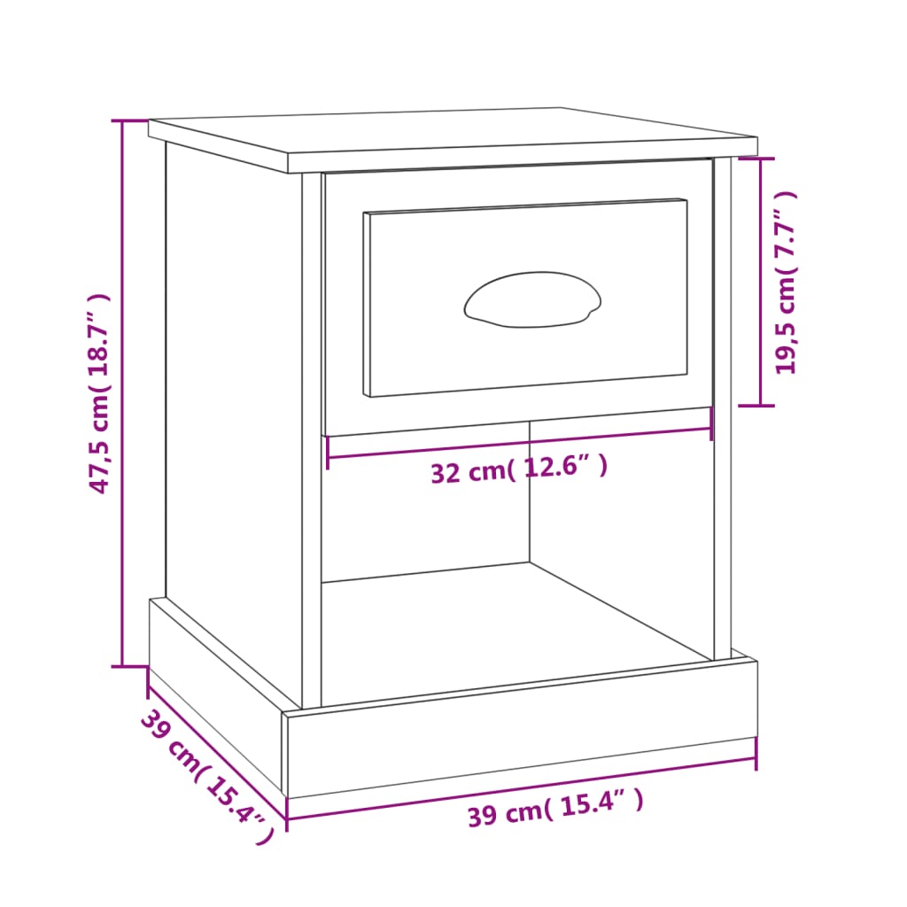 Bedside Cabinets 2 pcs High Gloss White 39x39x47,5 cm Engineered Wood