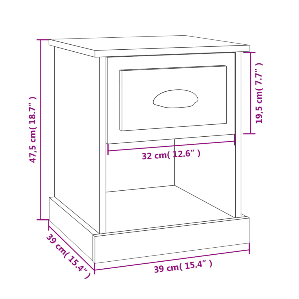 Bedside Cabinets 2 pcs Smoked Oak 39x39x47,5 cm Engineered Wood