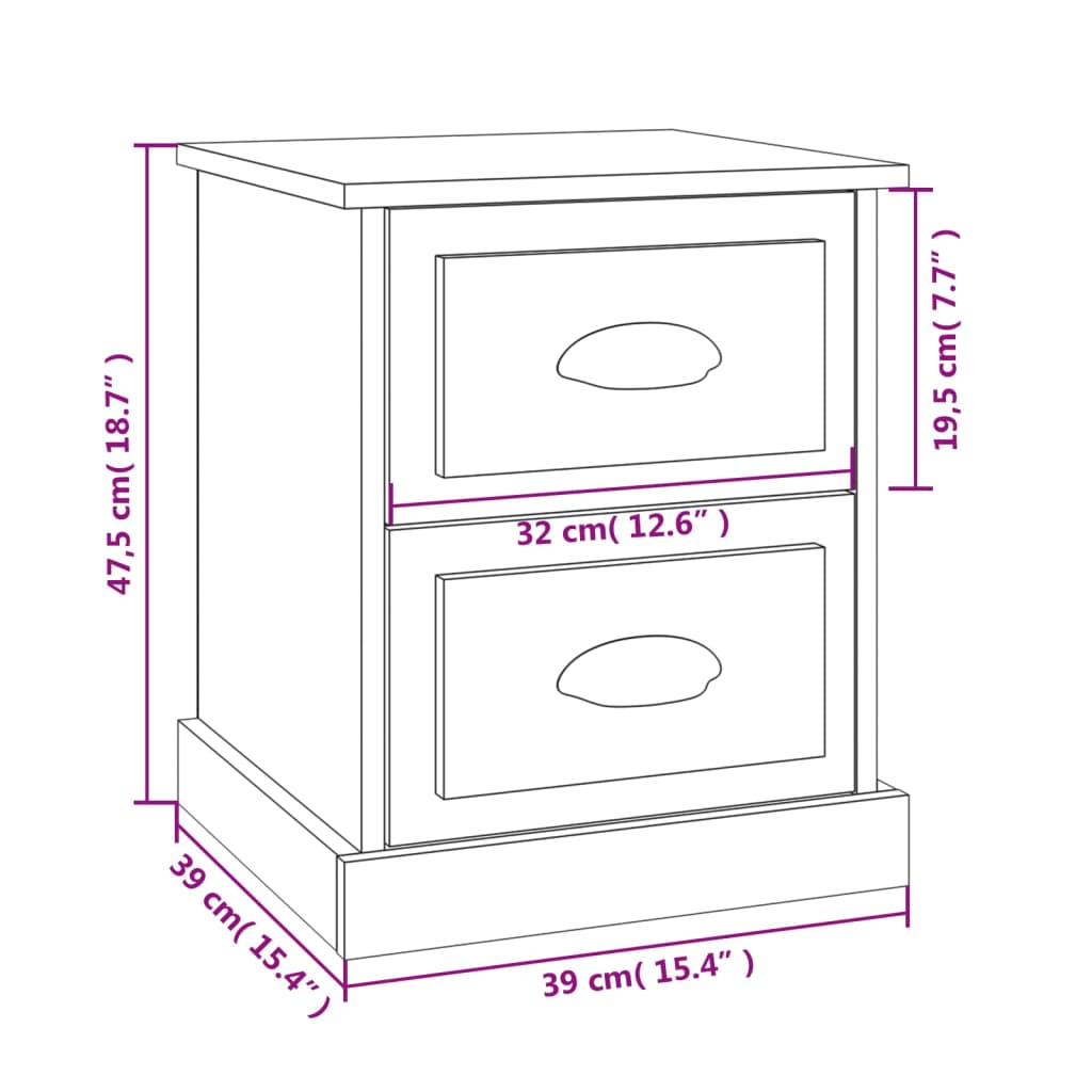 Bedside Cabinet Smoked Oak 39x39x47,5 cm Engineered Wood