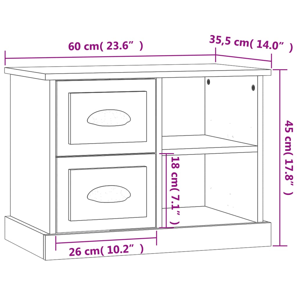 Bedside Cabinet Grey Sonoma 60x35,5x45 cm