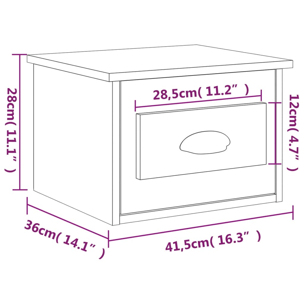Wall-mounted Bedside Cabinet Black 41,5x36x28cm