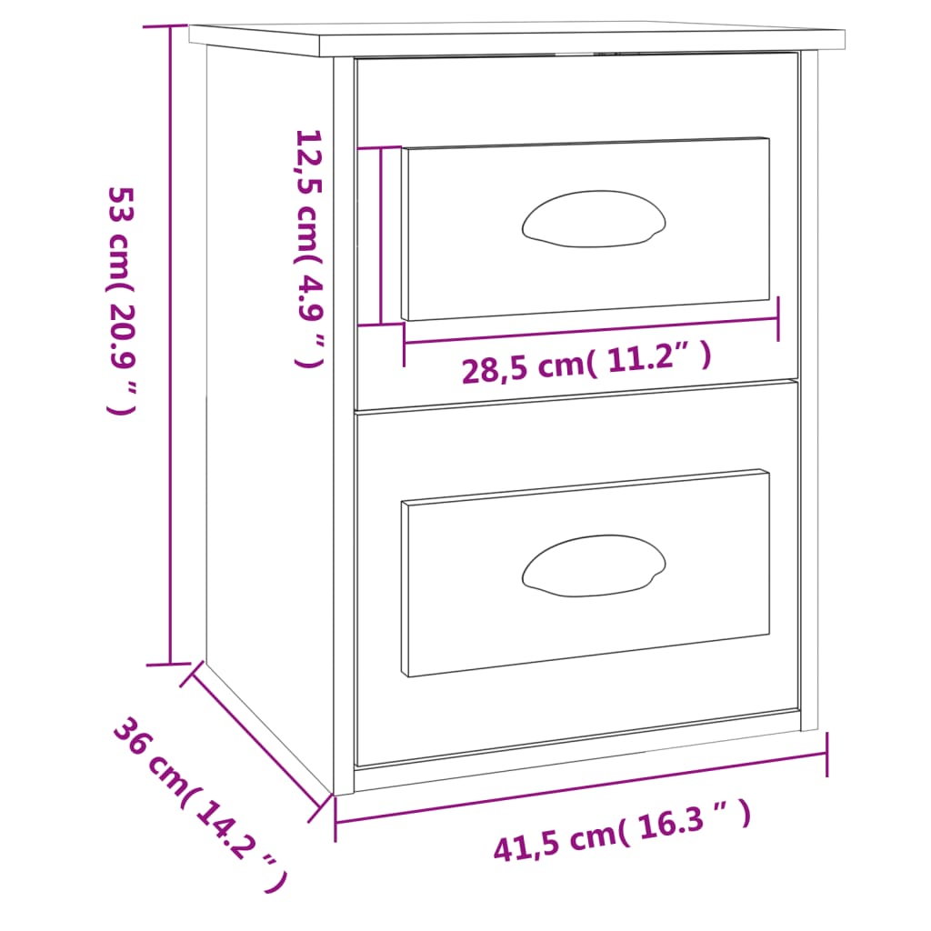 Wall-mounted Bedside Cabinet High Gloss White 41,5x36x53cm