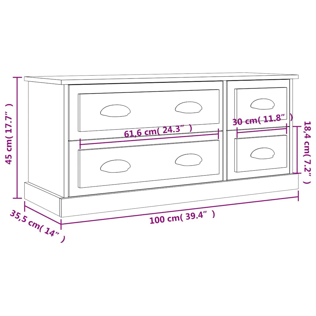 TV Cabinet Concrete Grey 100x35,5x45 cm Engineered Wood