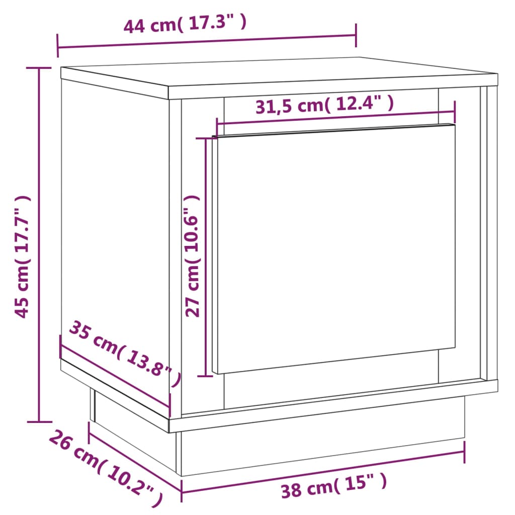 Bedside Cabinet Brown Oak 44x35x45 cm Engineered Wood