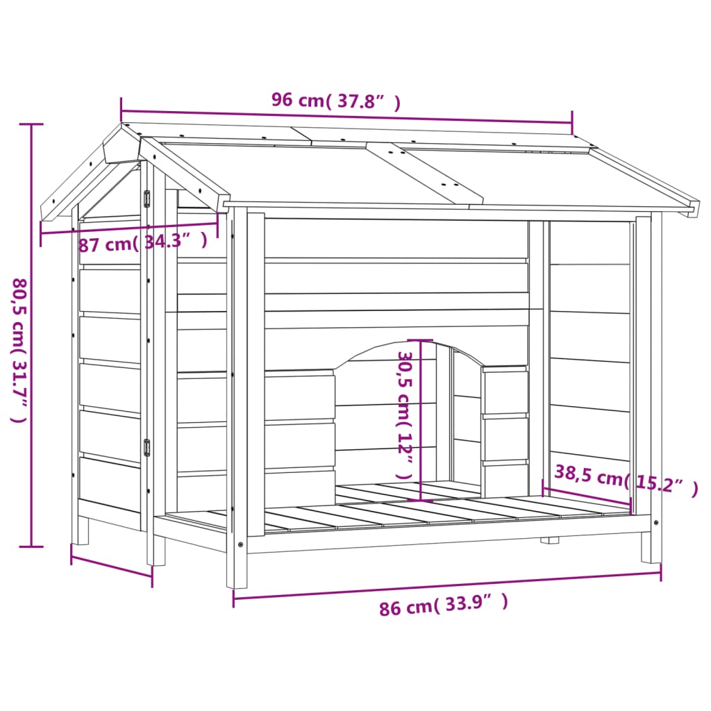 Dog Kennel Grey 96x87x80,5 cm Solid Wood Pine