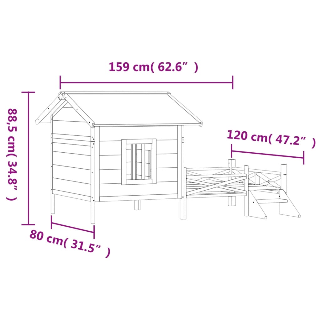 Dog Kennel Grey 159x120x88,5 cm Solid Wood Pine