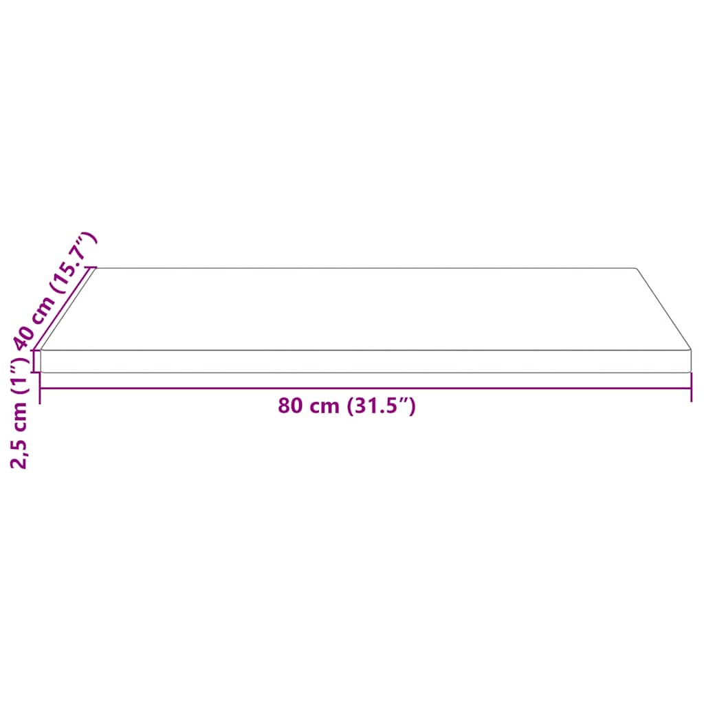 Table Top 80x40x2,5 cm Solid Wood Pine Rectangular