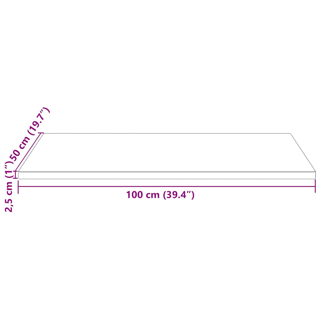 Table Top White 100x50x2,5 cm Solid Wood Pine Rectangular