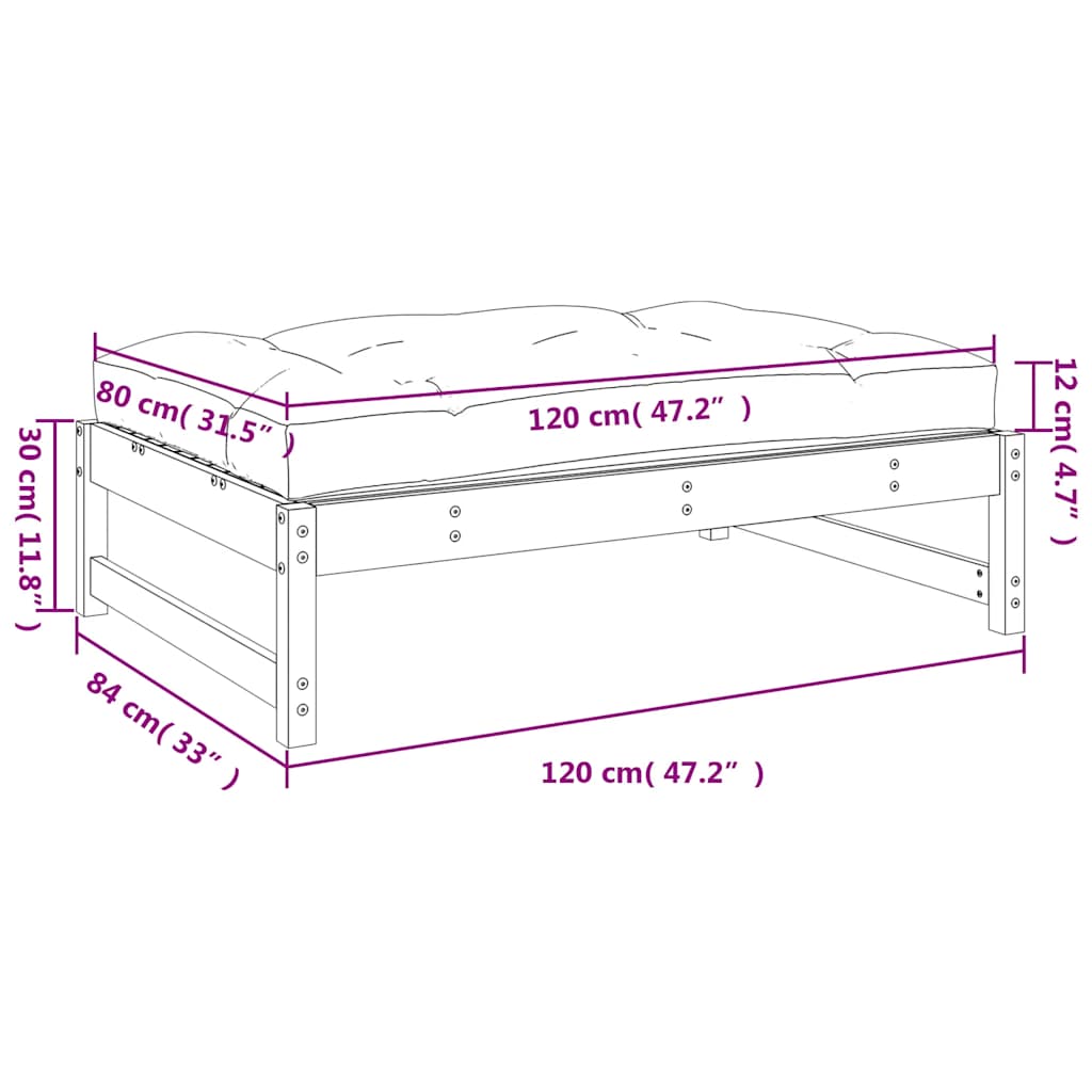 Garden Footstool Honey Brown 120x80 cm Solid Wood Pine