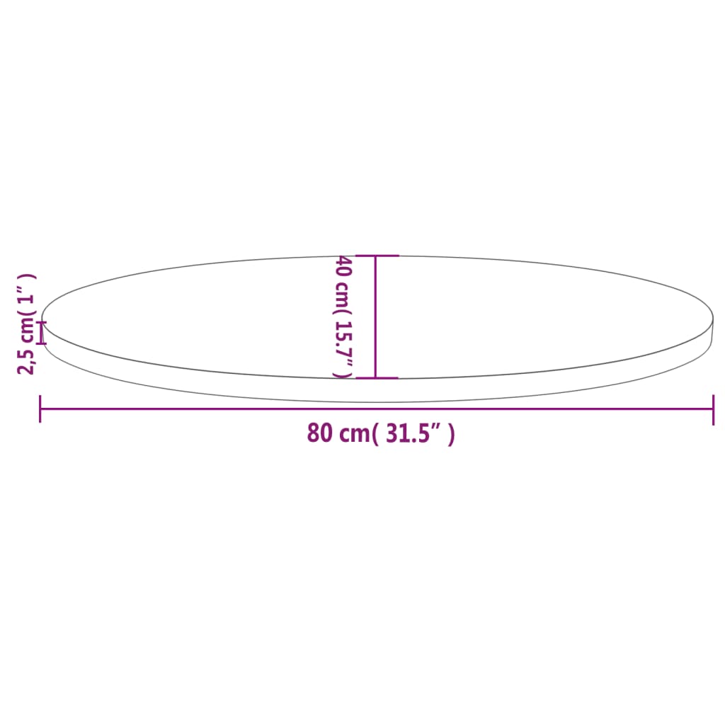 Table Top White 80x40x2,5 cm Solid Wood Pine Oval
