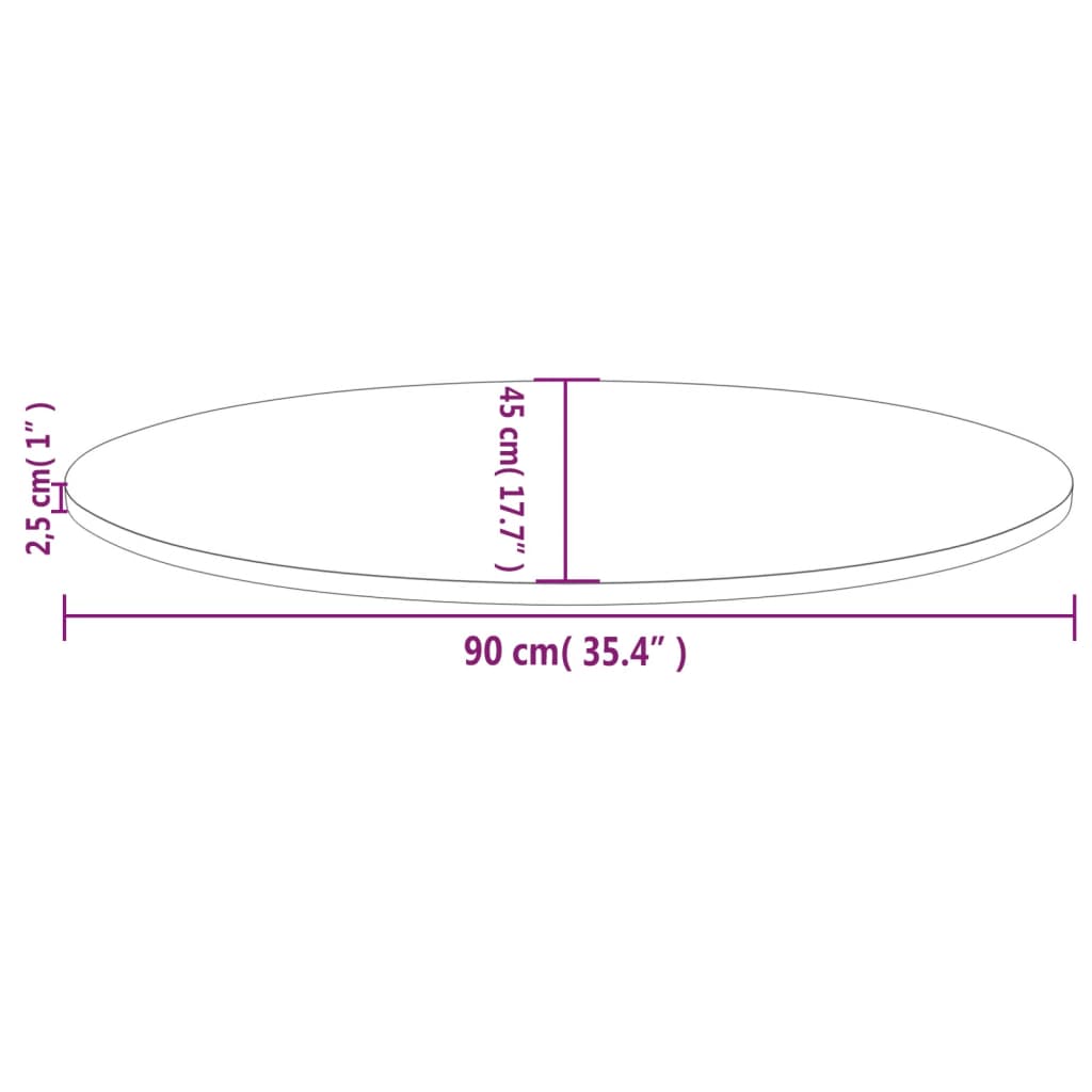 Table Top White 90x45x2.5 cm Solid Wood Pine Oval