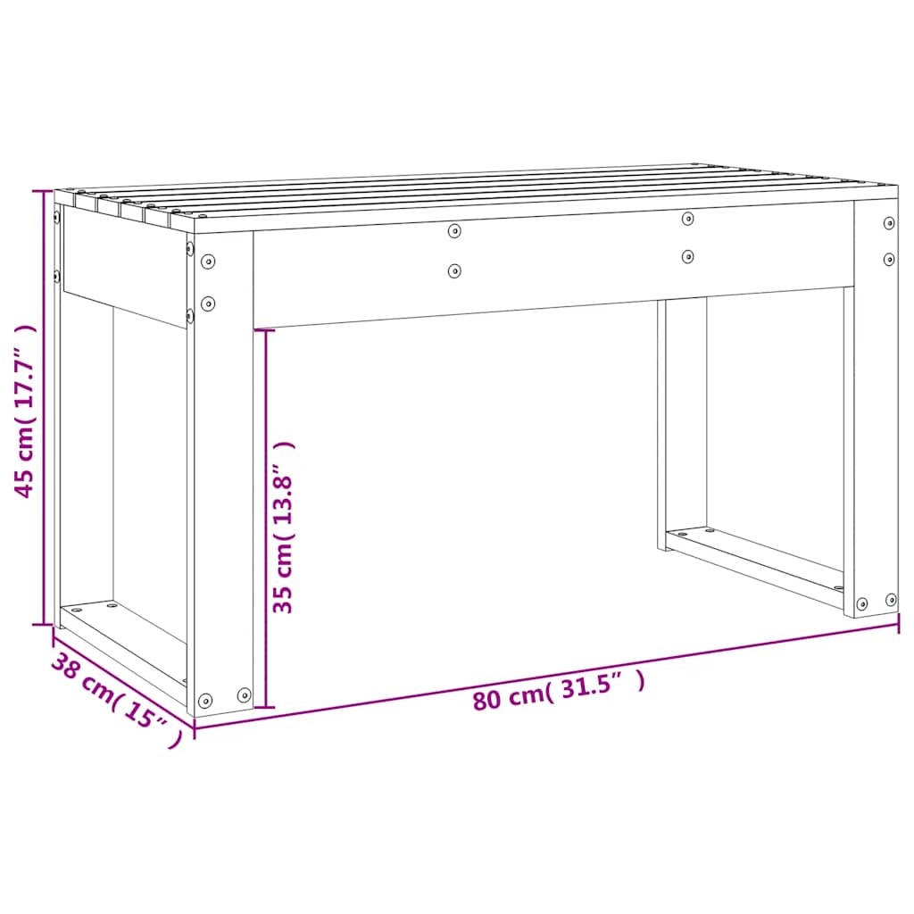 Garden Bench White 80x38x45 cm Solid Wood Pine