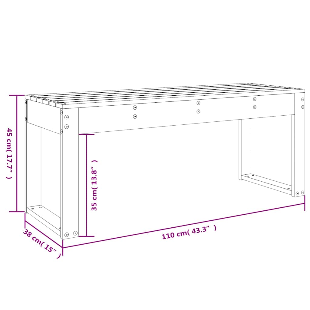 Garden Bench Honey Brown 110x38x45 cm Solid Wood Pine